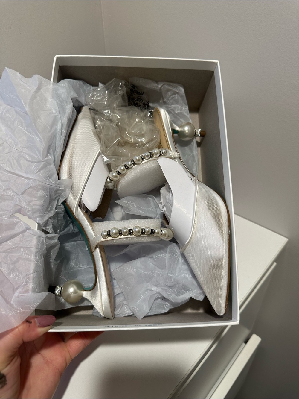 Betsey Johnson Ivory Pearl-Embellished Pointed-Toe Heel - Picture 3 of 5